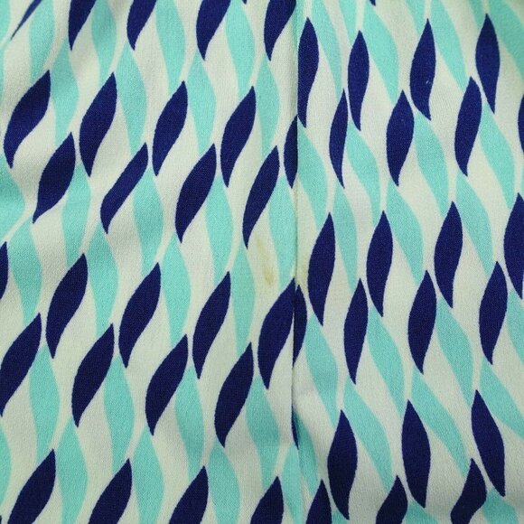 Liz Claiborne Womens Large Polyester Blend Blue Graphic Print Ruched Neck Blouse - Picture 4 of 6